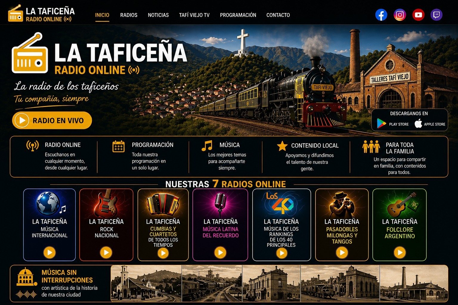 La Taficeña Radio Online - web responsive con 7 radios online